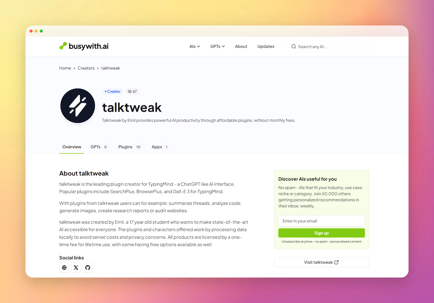 talktweak's Creator Profile